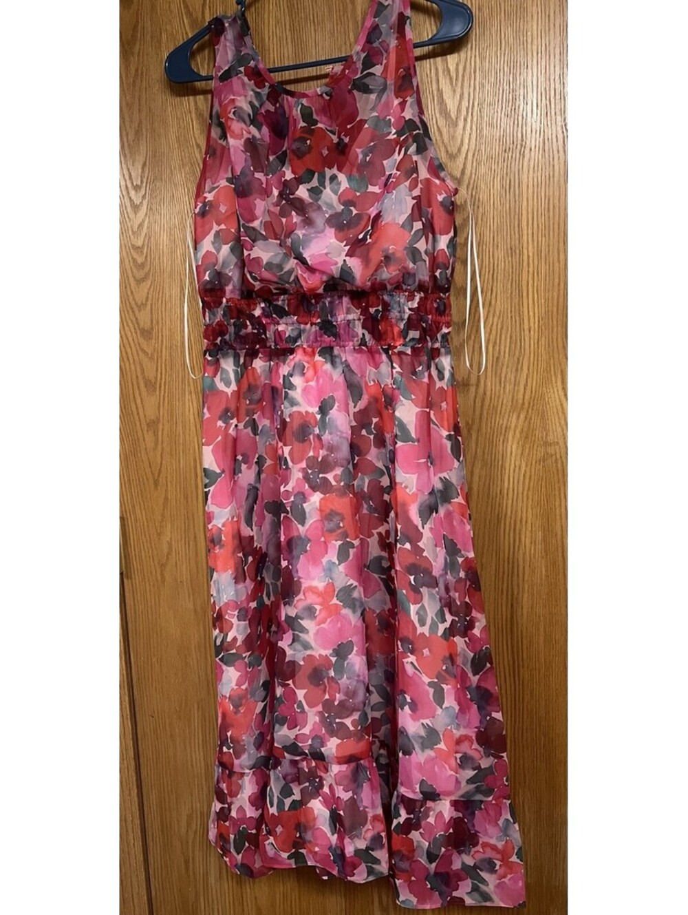 Steve Madden Floral Sleeveless Dress Size M Red Berry Color Pink